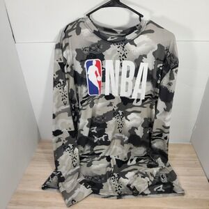 NBA Dark Gray‎ Camo Long Sleeve Warm Up Shooting Shirt Sz L